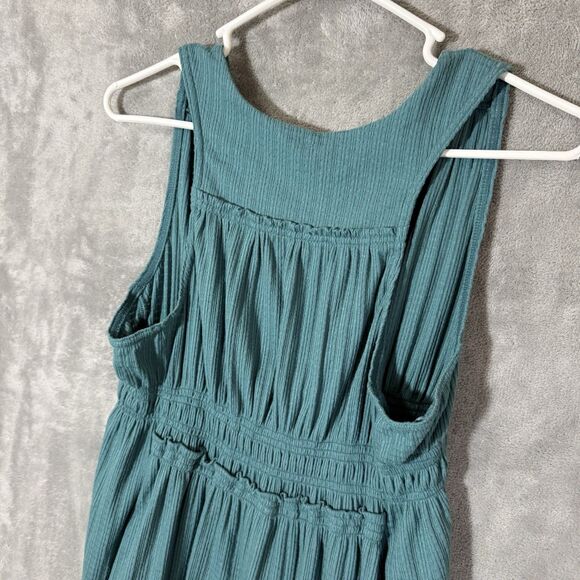 Free People Beach Bound Tank Women M Plunging Tank Top Ocean Blue Boho Babydoll - Picture 4 of 9